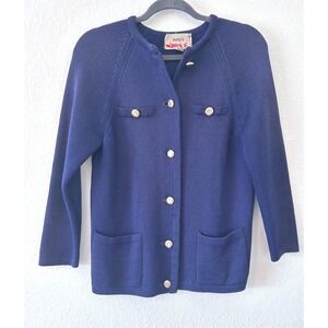 Vintage Dorce for‎ LeRoy Knitwear Wool Old Money Preppy Cardigan Sweater SZ S